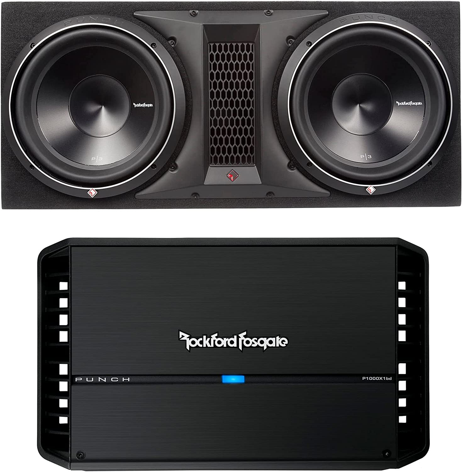Rockford Fosgate Two Punch P3 12" Subwoofers in a Ported Enclosure with a Punch Series P1000X1bd Amplifier