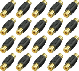 Absolute FF-100B-100 Gold RCA Female-to-Female Coupler Adapter 100 Pack