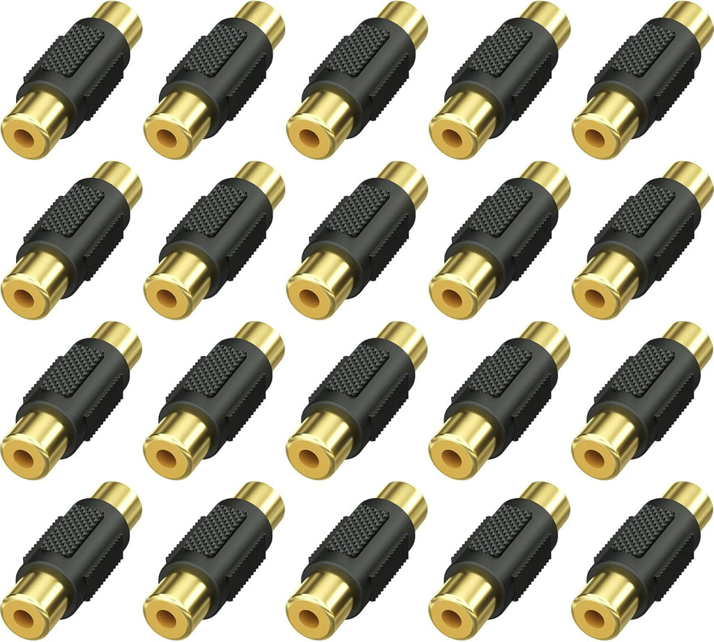 Absolute FF-100B-20 Gold RCA Female-to-Female Coupler Adapter 20 Pack
