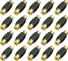 Load image into Gallery viewer, American terminal ATFF-100B-20 Gold RCA Female-to-Female Coupler Adapter 20 Pack
