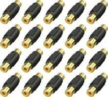 Load image into Gallery viewer, Absolute FF-100B-50 Gold RCA Female-to-Female Coupler Adapter 50 Pack