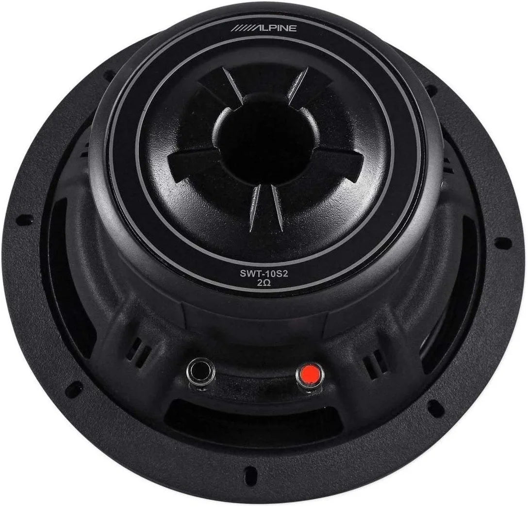 Alpine SWT-10S2 Car Stereo<br/>1000W Peak 10" SWT Series Single 2-ohm Shallow Mount Subwoofer