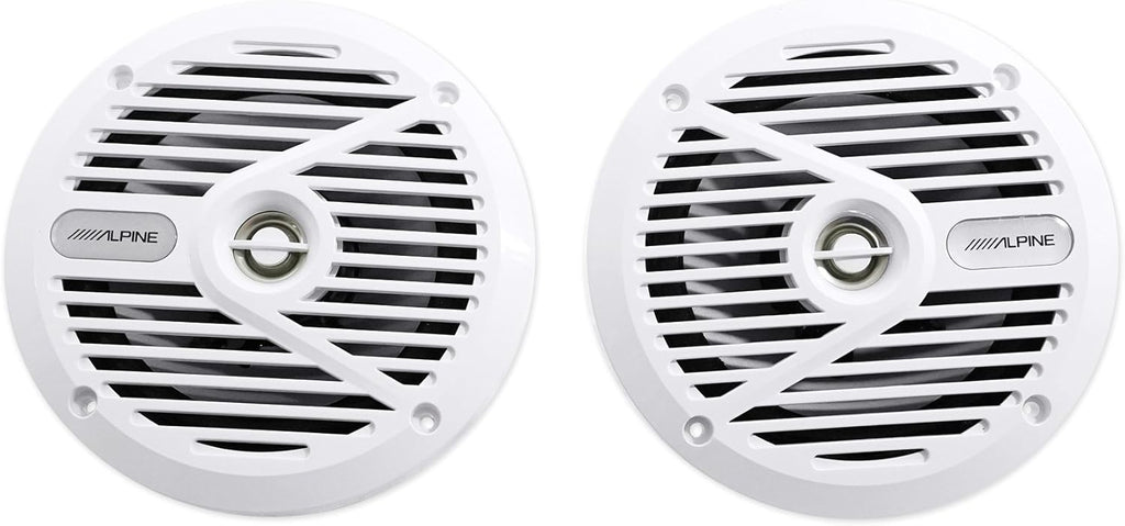 Alpine SPS-M601W 6.5” Coaxial 2-Way Marine Speaker with White Grilles Bundle