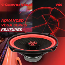 Load image into Gallery viewer, Cerwin Vega V69 420W 6x9" 2 Way Car Speakers + Angle Speaker Box Black Pair