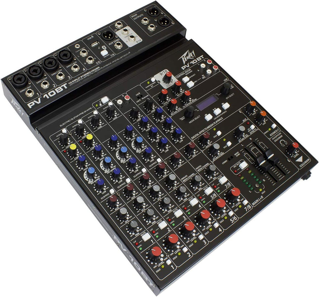 Peavey PV 10BT PV10BT Pro Audio Mixer With 4 Mic In, Bluetooth, USB, Compressor