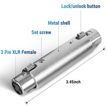 Load image into Gallery viewer, MR DJ AXLRFF 3-Pin XLR Female to 3-Pin XLR Female Audio Microphone Cable Extension Adapter Connector