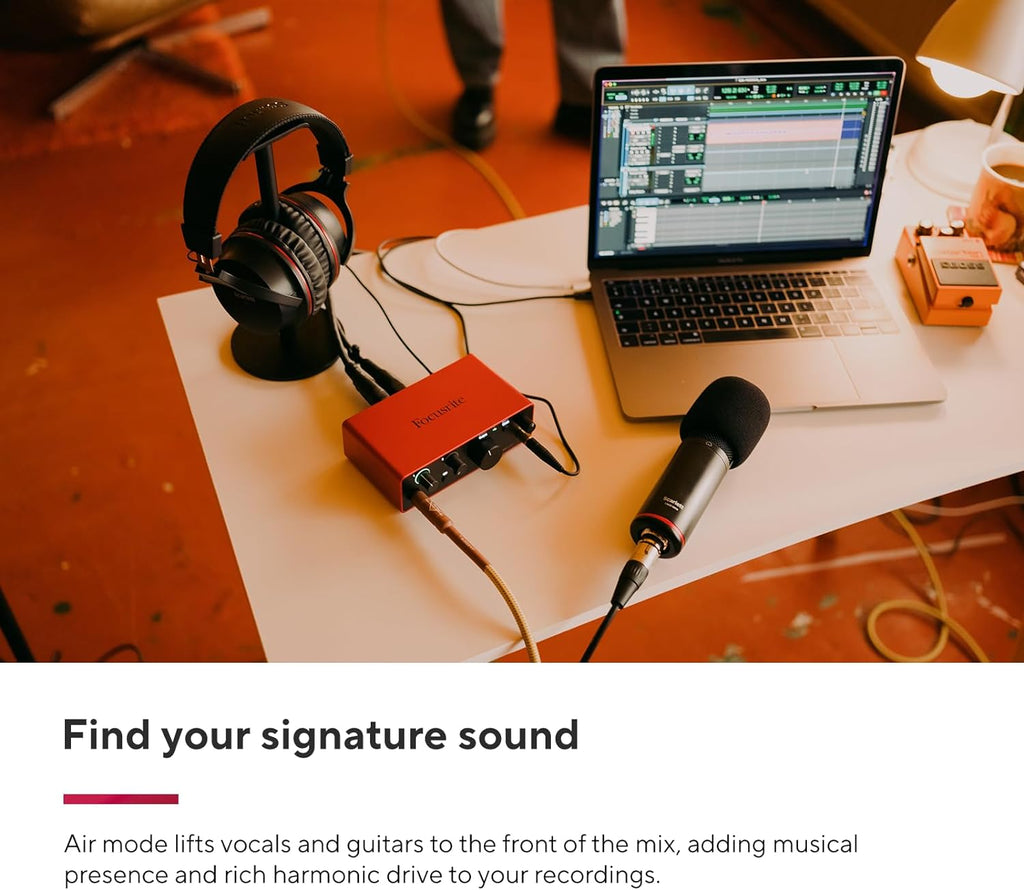 Focusrite Scarlett 2i2 Studio 4th Gen USB Audio Interface Bundle for the Songwriter with Condenser Microphone and Headphones for Recording, Streaming, and Podcasting