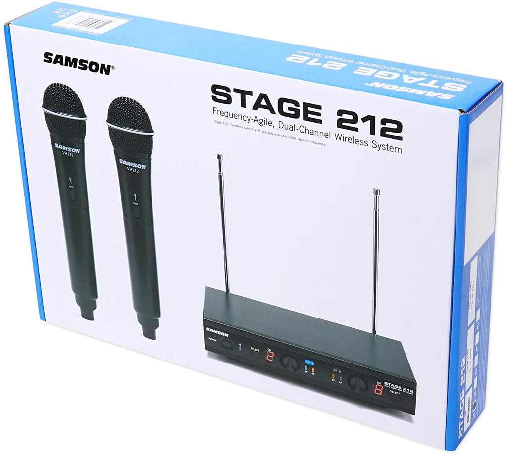 SAMSON Stage 212 Dual VHF Handheld Wireless Microphones for Church Sound Systems