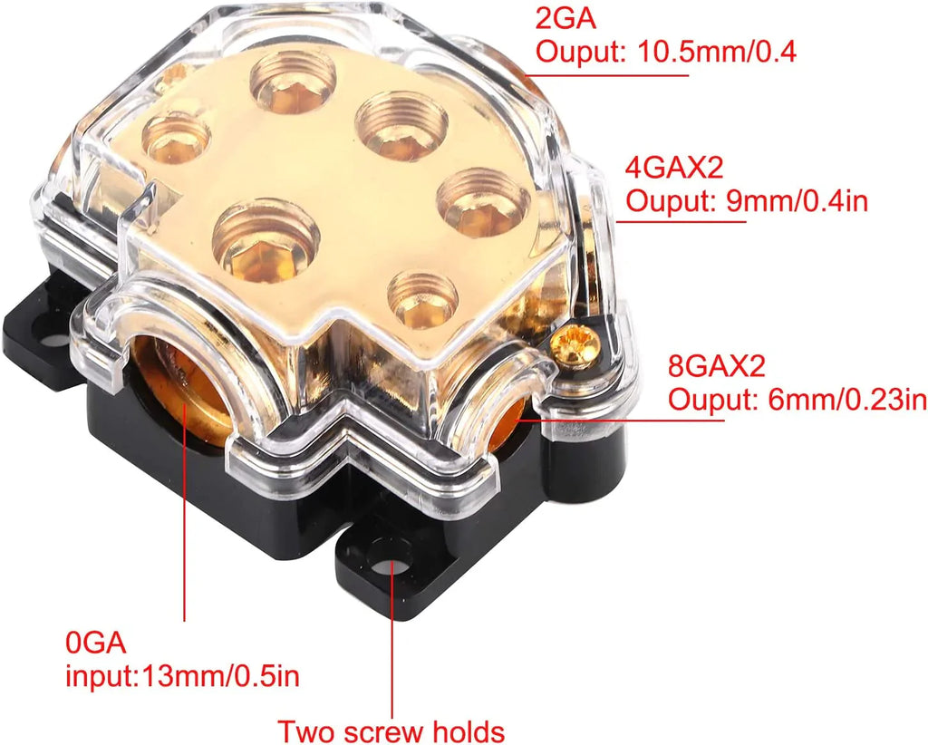 2 Absolute PD-150G 0-2-4 Gauge 1 in 5 Ways Out Power Splitter Distribution Block