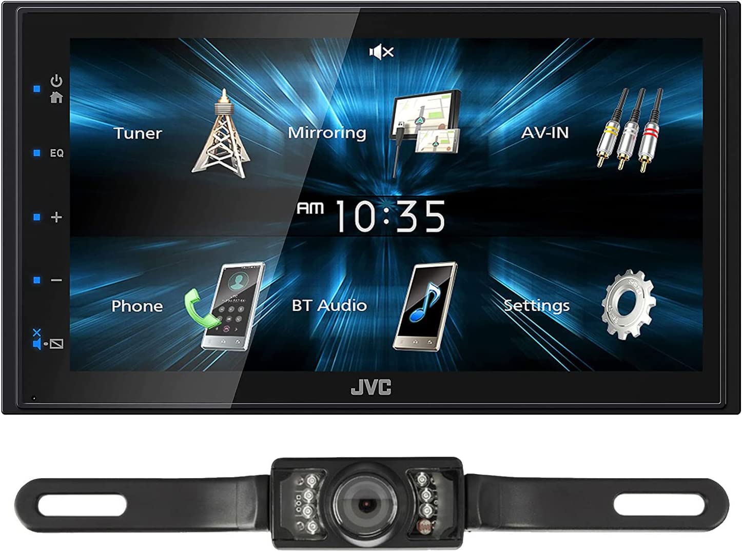 JVC KW-M150BT Bluetooth Car Stereo Receiver with USB Port 6.75" Display Radio MP3 Player Double DIN + Absolute CAM600 Camera