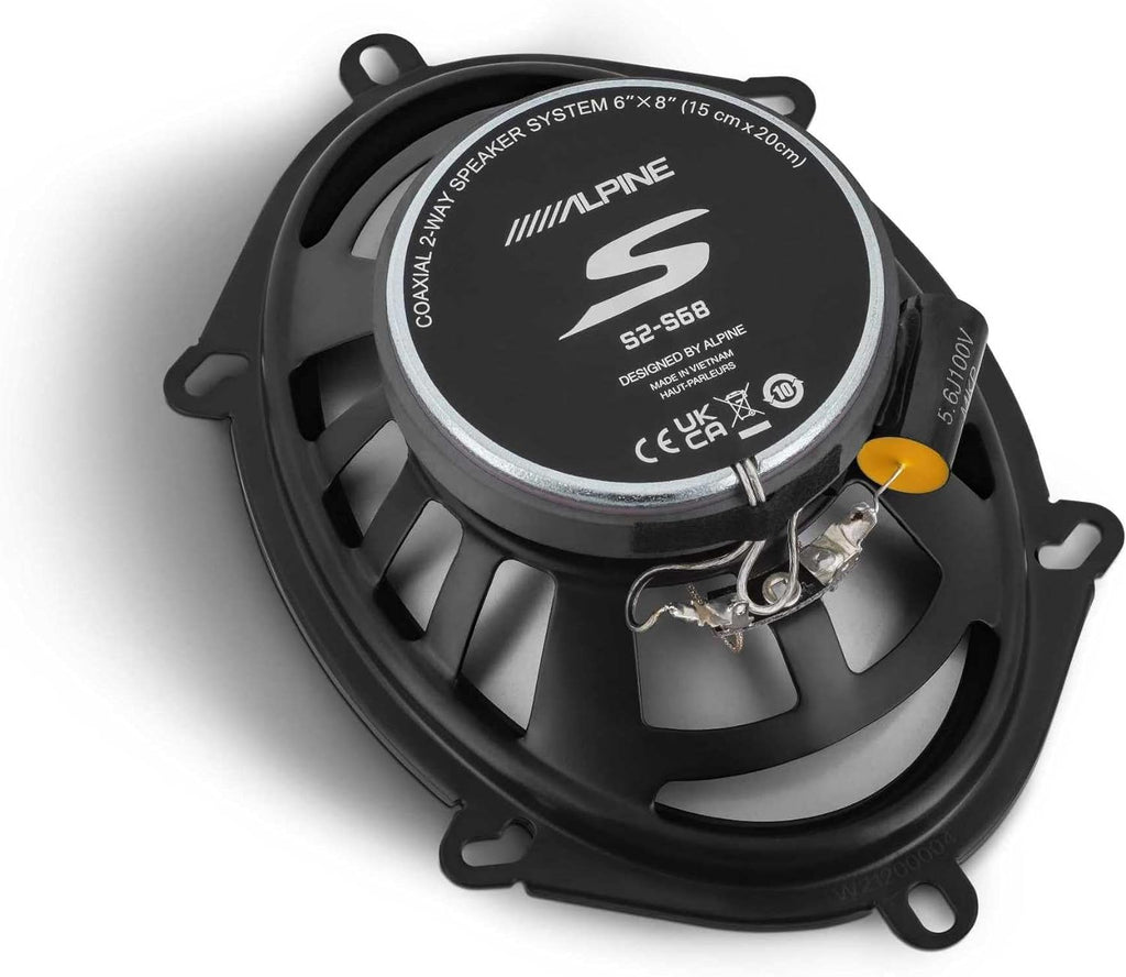2 Alpine S2-S68 5x7" 6x8" Coaxial Speakers & Harness Fit 1987-Up Ford