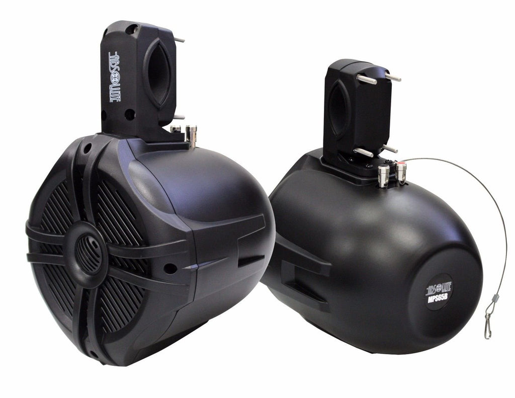 2 Absolute MPS65B Marine Wake Board Speakers RV 6.5" 200W RMS Wake Tower POD Enclosure Speaker