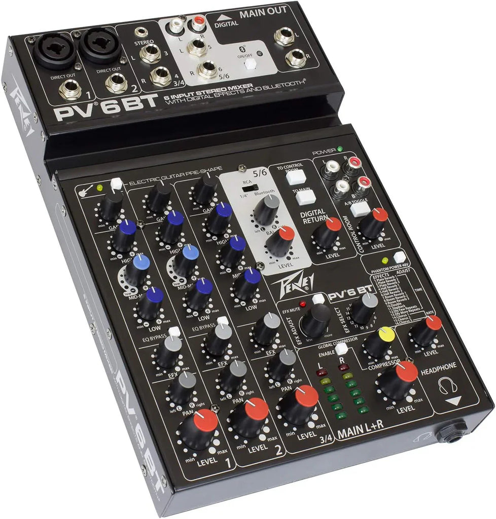 Peavey PV 6 Mixer - Ideal for Live Shows, Recording, Podcasting