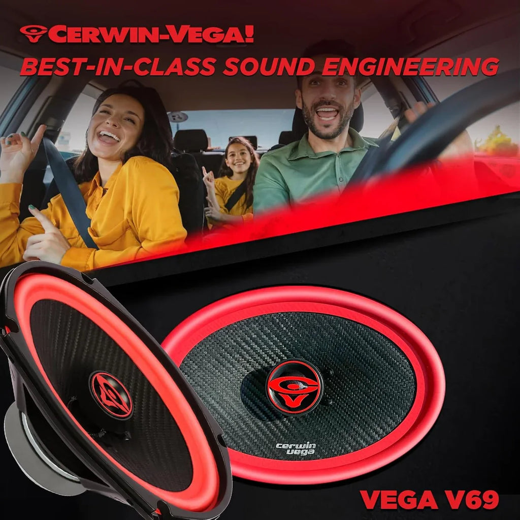 Cerwin Vega V69 420W 6x9" 2 Way Car Speakers + Angle Speaker Box Black Pair