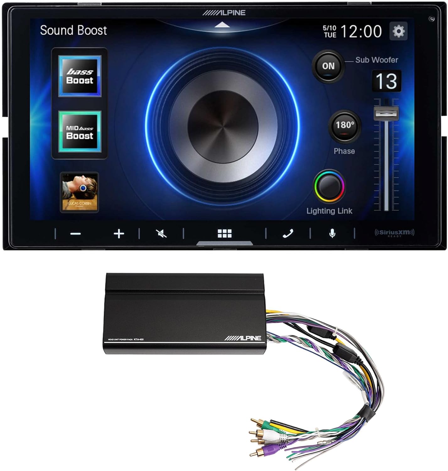 Alpine iLX-W670 Receiver with Apple CarPlay & Android Auto + Alpine KTA-450 4-Channel Power Pack Amplifier