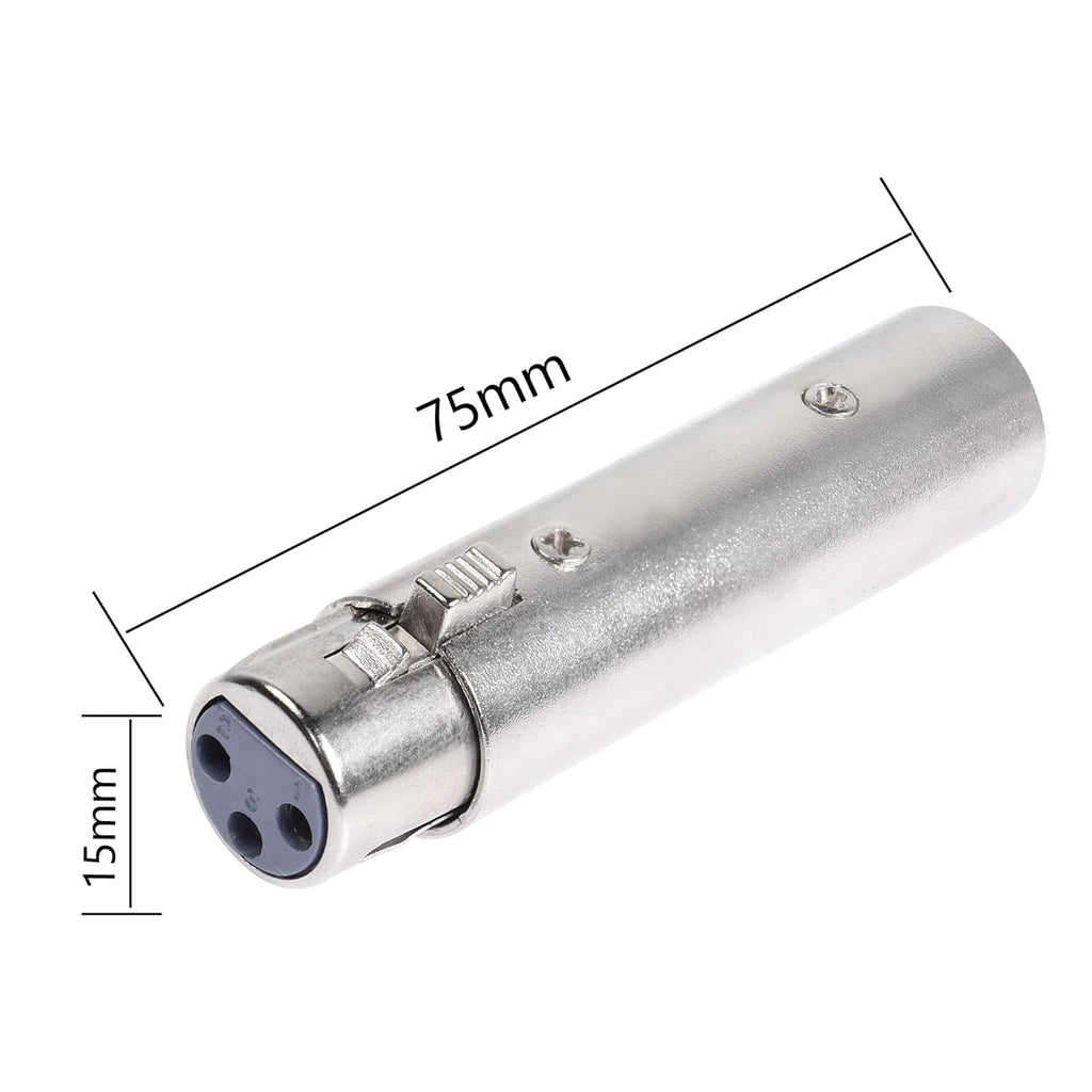 MR DJ AXLRMF-2 2 3-Pin XLR Male to 3-Pin XLR Female Audio Microphone Cable Extension Adapter Connector 2 Pack