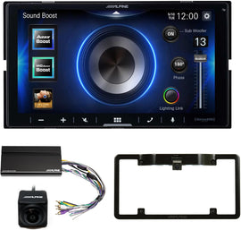 Alpine iLX-W670 Receiver with Apple CarPlay, Android Auto Includes KTA-450 4-Channel Amplifier, Back up Camera and License Plate Fame