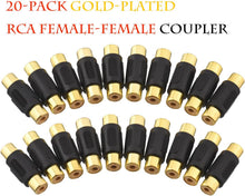 Load image into Gallery viewer, Absolute FF-100B-20 Gold RCA Female-to-Female Coupler Adapter 20 Pack