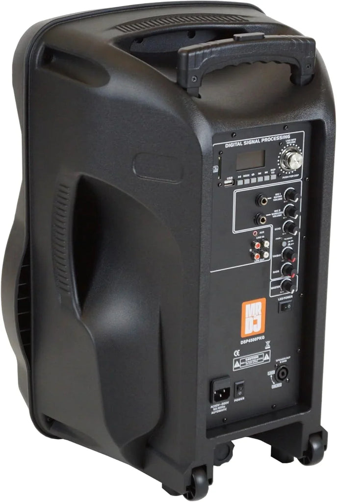 MR DJ PARTY PACK Pair 15" 4500W Powered PA DJ Speakers Active Speaker Stands MIC