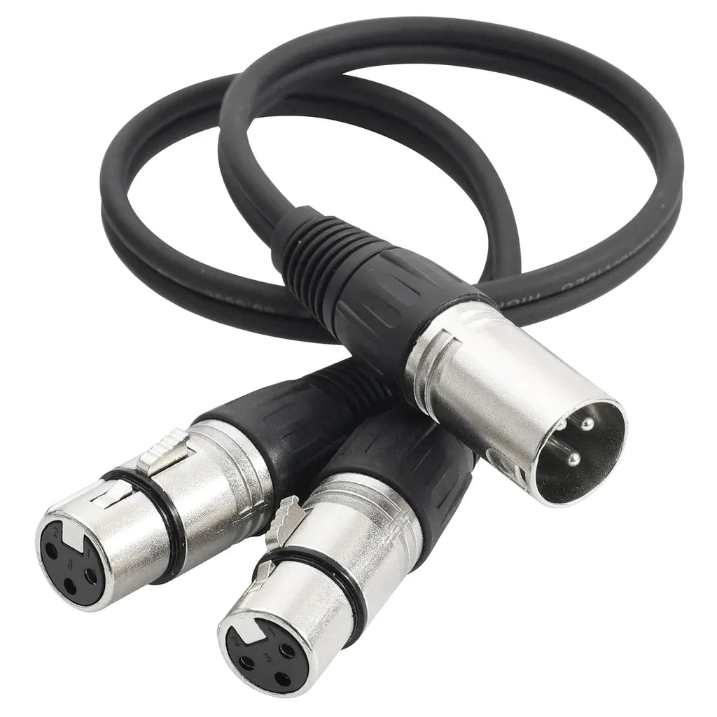 MR DJ CXMDXFY6 6" Single XLR Male to Dual XLR Female Microphone Y Splitter Cable