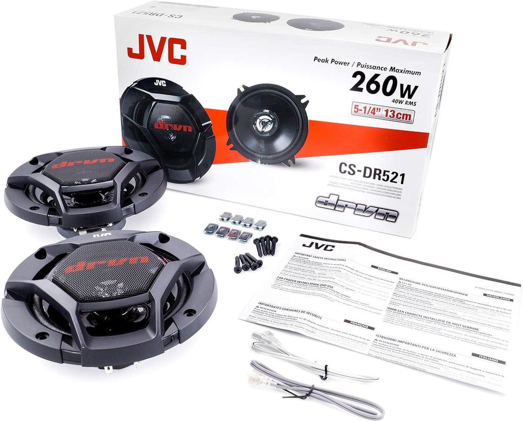 JVC CS-DR521 520W Peak (80W RMS) 5.25'' DRVN Series 2-Way Coaxial Car Speakers