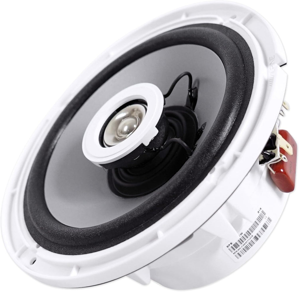 Alpine SPS-M601W 6.5” Coaxial 2-Way Marine Speaker with White Grilles