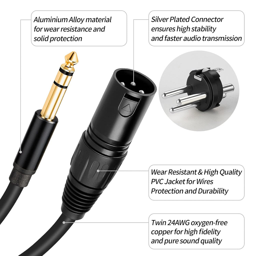 MR DJ USA CQSXM50 50' Pro PA DJ Karaoke XLR Male to 1/4" TRS Stereo Male Plug Audio Balanced Microphone Cable