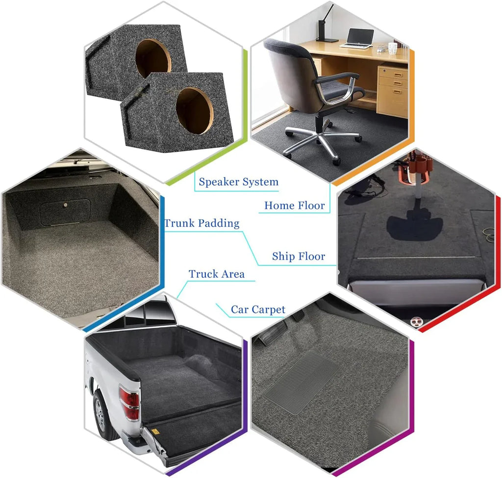 MR DJ 20'L X 4'W Dark Gray Car PA DJ Speaker Box Upholstery Liner Carpet