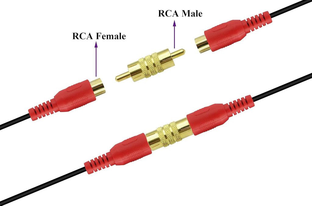 4 Male to Male Gold RCA cable Coupler Joiner Barrel Audio Video Connectors