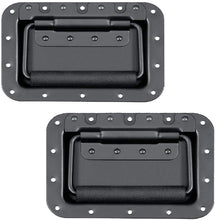 Load image into Gallery viewer, Absolute USA Set of 2 Spring Loaded Speaker Cabinet Handles - 5.5" x 3.9" Recessed Black Metal Plate with Rubberized Grip &amp; Powerful Spring (1 Pair)