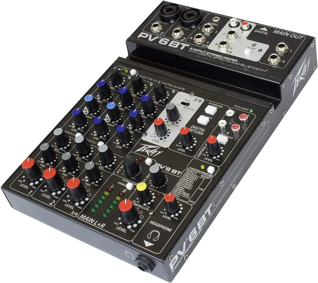 Peavey PV 6 Mixer - Ideal for Live Shows, Recording, Podcasting