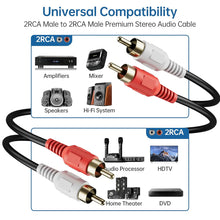 Load image into Gallery viewer, 2 Absolute RCABK25 25FT RCA Audio Cable 2-Channel Male to Male OFC Copper Gold Plated