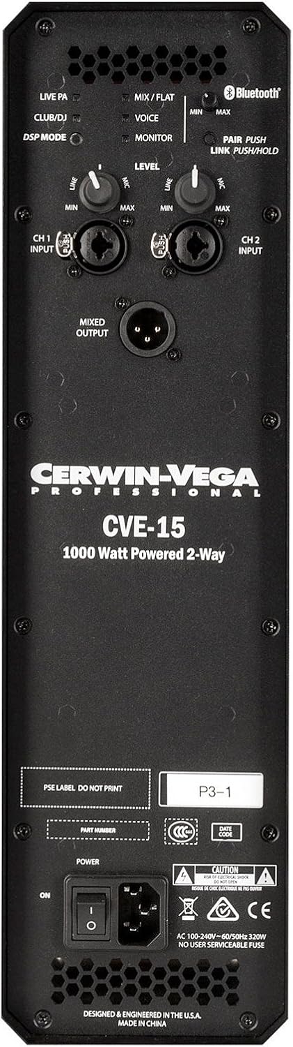 2 Cerwin Vega CVE-15 Pro Audio Bluetooth 15" 1000W Powered 2-Way Loud Speaker