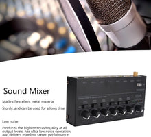 Load image into Gallery viewer, MR DJ MIX600 Ultra Low-Noise 6-Channel Line Mixer Stereo/Single Track Switch Microphone