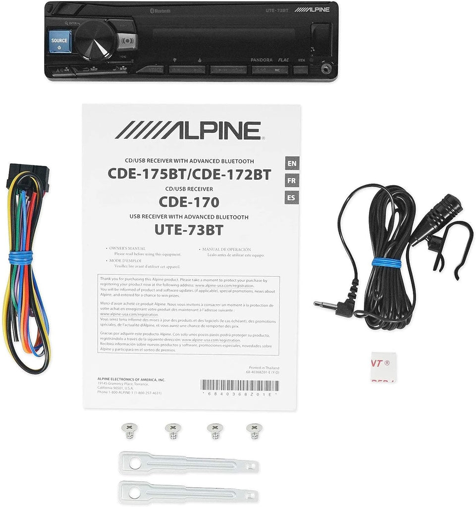 ALPINE UTE-73BT Digital Media Advanced Bluetooth Car Receiver w/AUX/USB+Remote