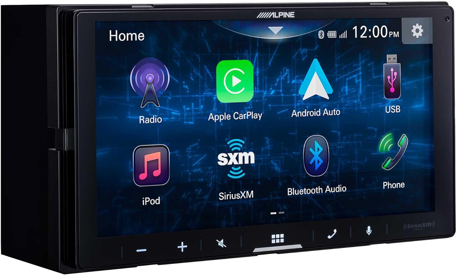 Alpine iLX-W670 7" Mechless Bluetooth Car Receiver Deck Deluxe Package with KTA-450 4-Channel Amplifier, Sirius XM SXV300 Tuner, and Backup Camera. Android Audio and iPhone Apple Car Play Integration