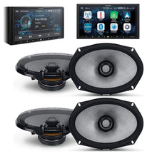 Load image into Gallery viewer, Alpine ILX-W670 Digital Indash Receiver &amp; Two Pairs Alpine R2-S69 Type R 6x9 Coaxial Speaker &amp; KIT8 Installation AMP Kit