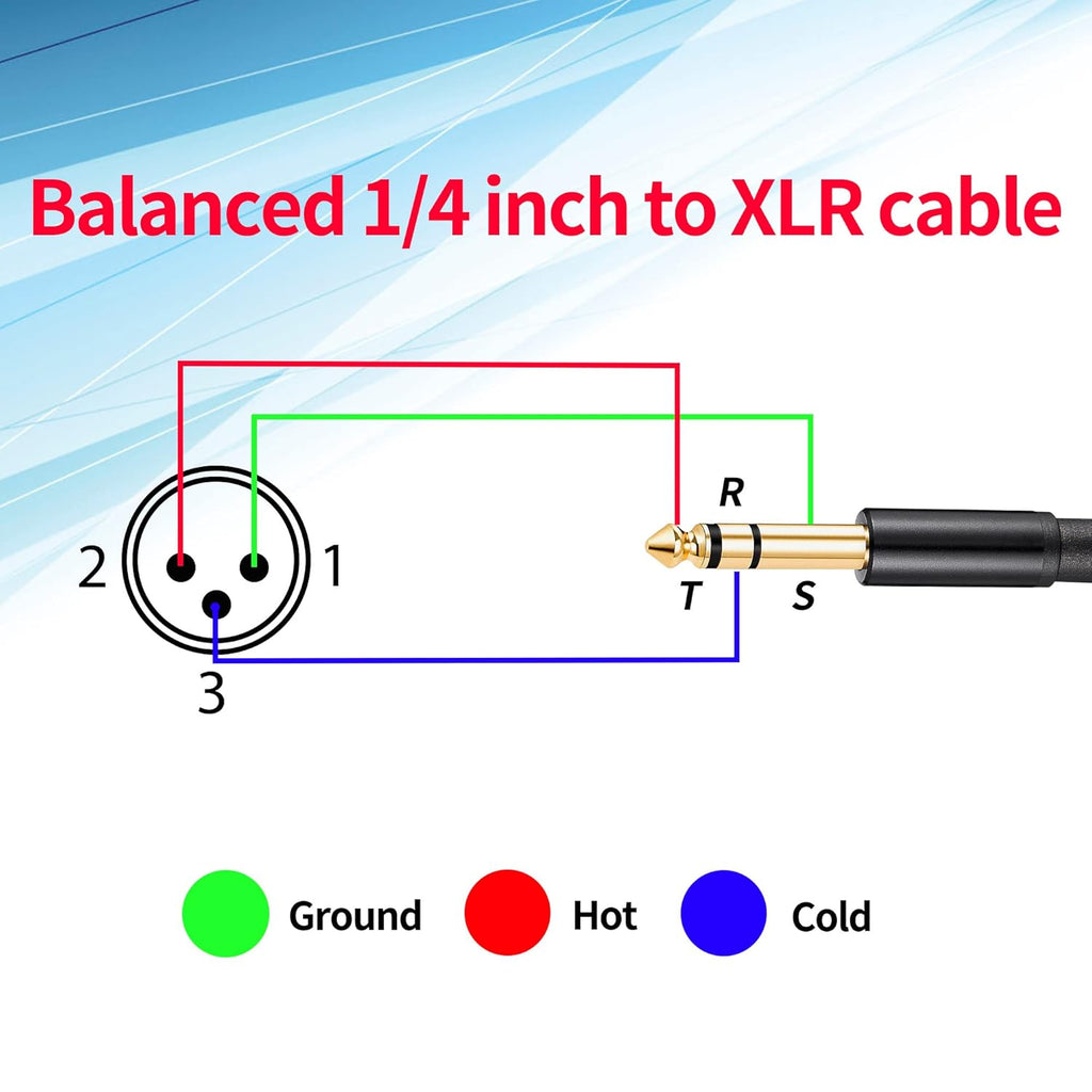 MR DJ USA CQSXM50 50' Pro PA DJ Karaoke XLR Male to 1/4" TRS Stereo Male Plug Audio Balanced Microphone Cable