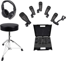 Load image into Gallery viewer, Samson DK705 5-Piece Drum Microphone Kit  Bundle with Stool &amp; Headphone