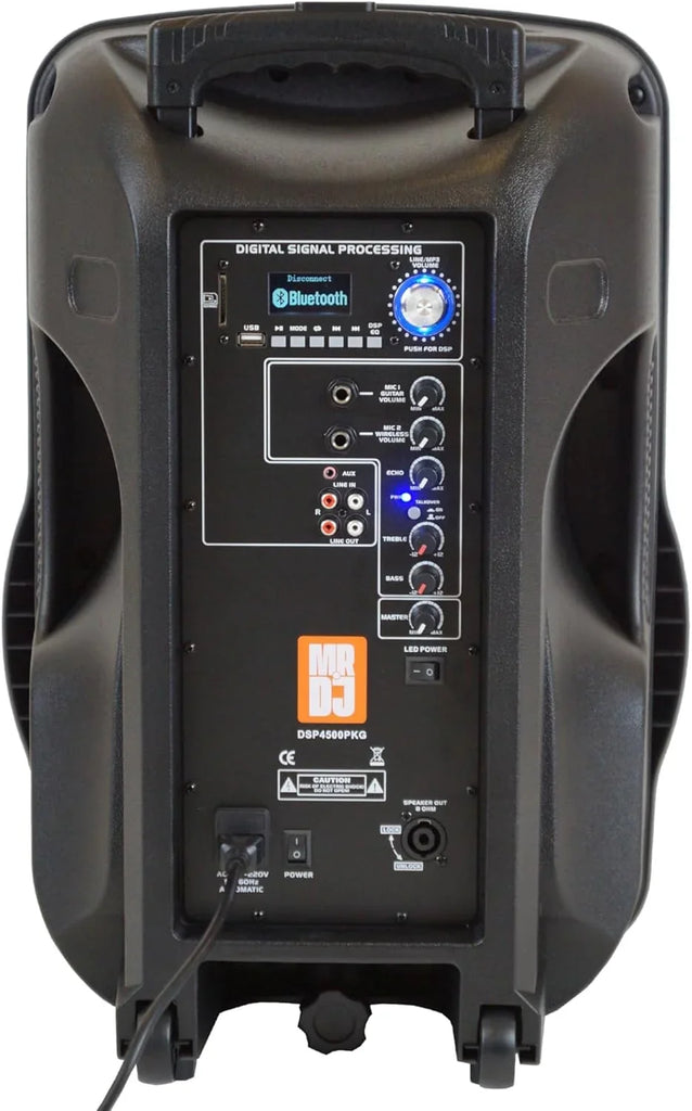 MR DJ PARTY PACK Pair 15" 4500W Powered PA DJ Speakers Active Speaker Stands MIC