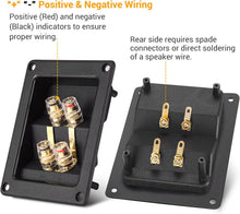 Load image into Gallery viewer, American Terminal 2PCS Rectangle 4-Way Speaker Box Terminal Cup with Banana Plugs, Screw Type Binding Post Subwoofer Box Speaker Terminal Plates for DIY Home Car Stereo Speaker &amp; Subwoofer