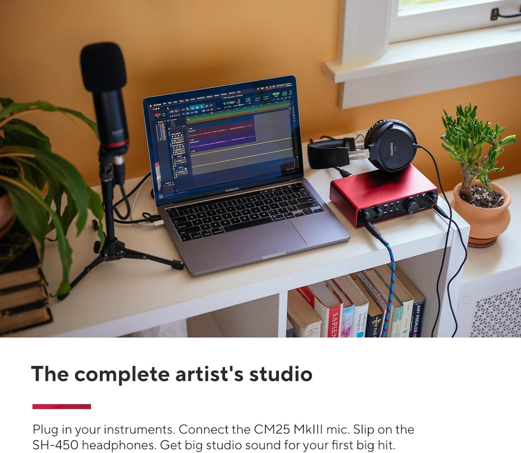 Focusrite SCARLETT 2I2 STUDIO Gen Audio Interface + Mic+ Headphones + Boom Arm