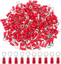 Load image into Gallery viewer, MR DJ RT2218R 200 pcs #8 Red 22/16 Gauge Vinyl Insulated Connectors Ring Terminal