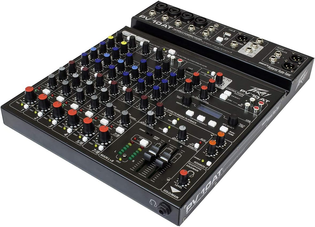 Peavey PV 10 AT 10 Channel Compact Mixing Mixer Console with Bluetooth Auto-Tune pitch correction + Blue Mic