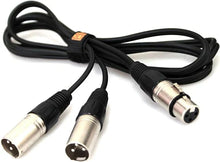Load image into Gallery viewer, MR DJ CXFDXM12 12FT Single XLR Female to Dual XLR Male Microphone Splitter Cable