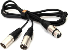 Load image into Gallery viewer, MR DJ CXFDXM12 12FT Single XLR Female to Dual XLR Male Microphone Splitter Cable