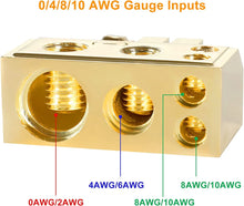 Load image into Gallery viewer, 2x Car Battery Terminal Positive &amp; Negative Gold 4/8 Awg Gauge Plated Clamps