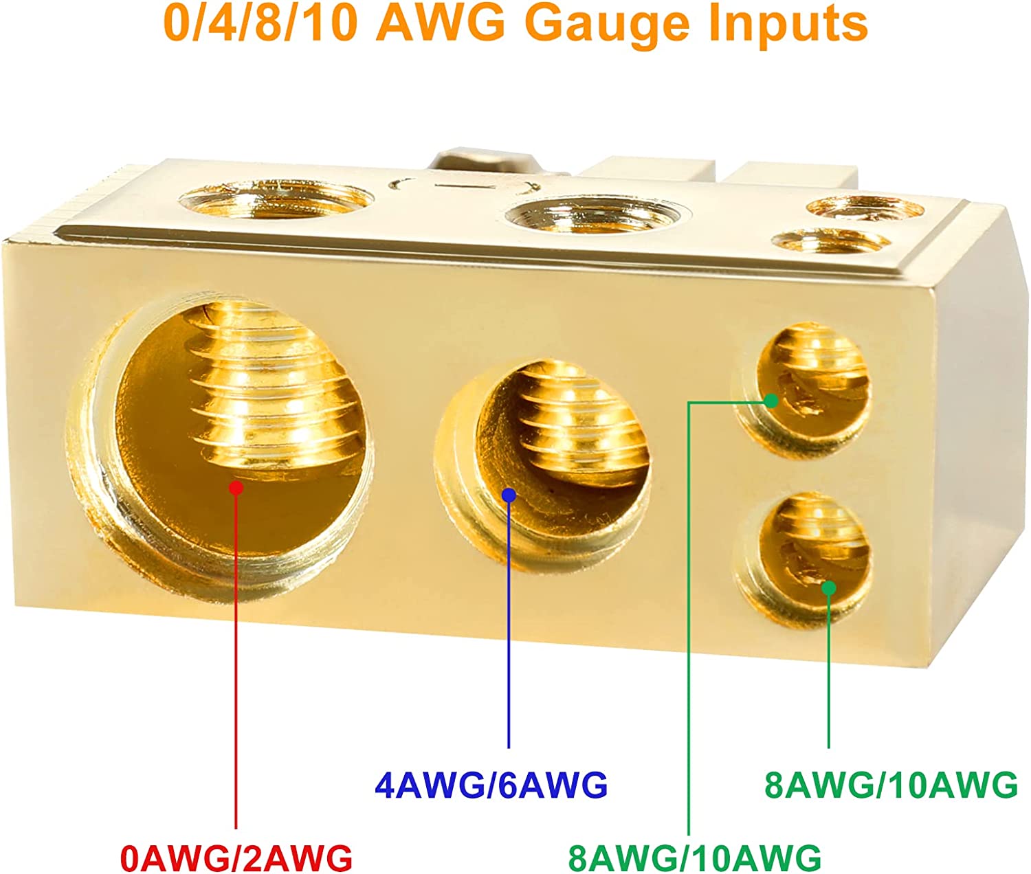 Absolute BTG300PN 0/2/4/6/8 AWG Gold Single Positive & Negative Power Battery Terminal Connectors