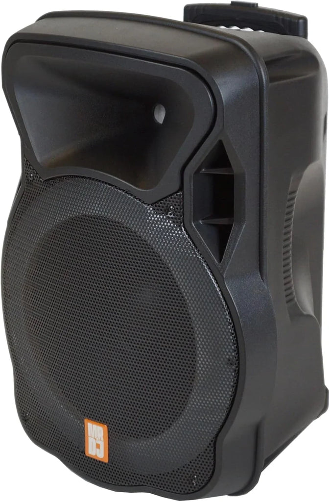MR DJ PARTY PACK Dual 15" Active Bluetooth PA Speaker Package 2 Speaker Stands DSP LED Lights TWS USB/SD FM Radio Wired Microphones Speaker Cables