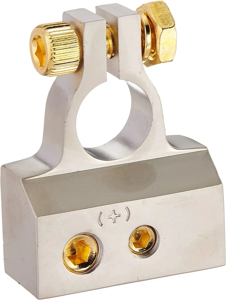 MK Audio 2/ 4 / 8 Gauge AWG Car Battery Terminal Chrome Positive & Negative Set